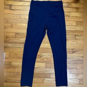 2 Pairs of High Waisted Leggings Navy and Mauve with Pockets